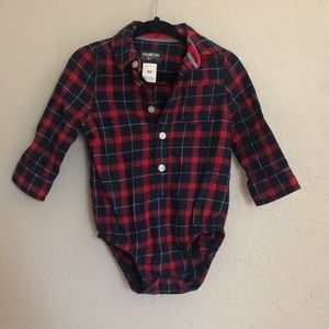 Plaid onsies 9m with collar and pearl buttons
